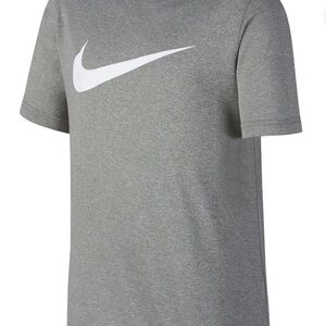 Nike Boys Dri-Fir Gray Tee with White Logo XL